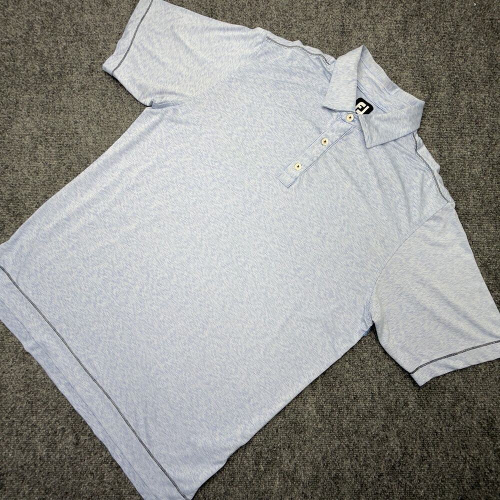 FootJoy FJ Mens Large Blue Stripe Golf Polo Shirt Performance Athletic